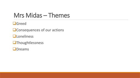 mrs midas themes|Mrs Midas Summary .